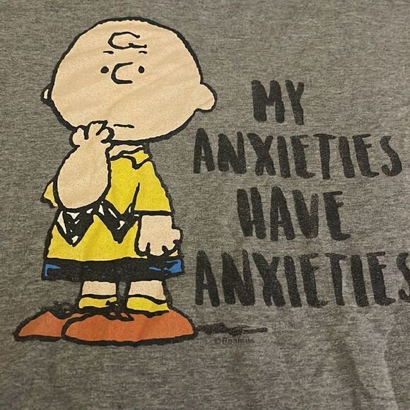 Y2k style peanuts crewneck anxieties sweatshirt pullover grey - Picture 2 of 5